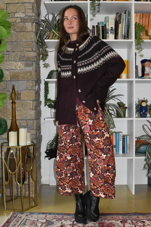 Ferguson Fair Isle Cardigan Fig